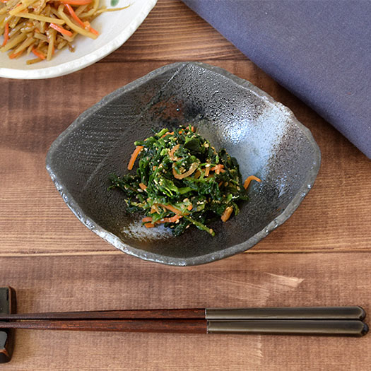 和食器 変形菱型 黒海