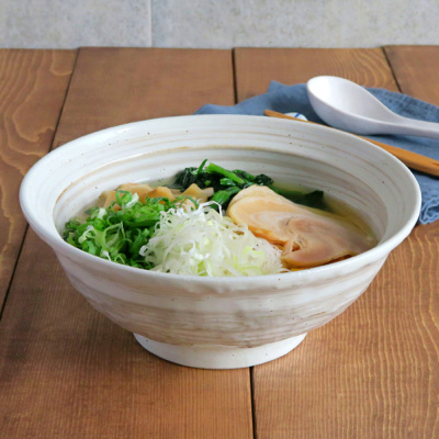 刷毛目粉引 6.8寸ラーメン丼