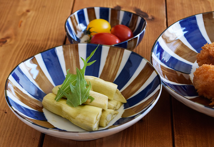 和食器 青茶サビ十草