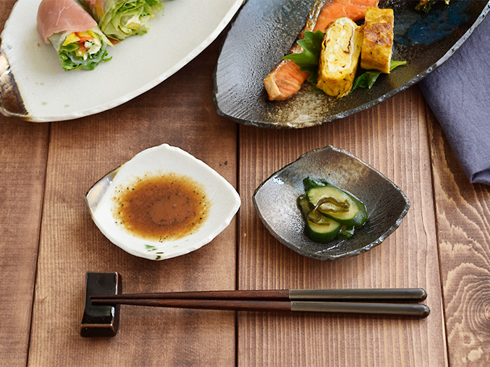 和食器 変形菱型 金彩おりべ