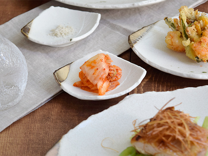 和食器 変形菱型 金彩