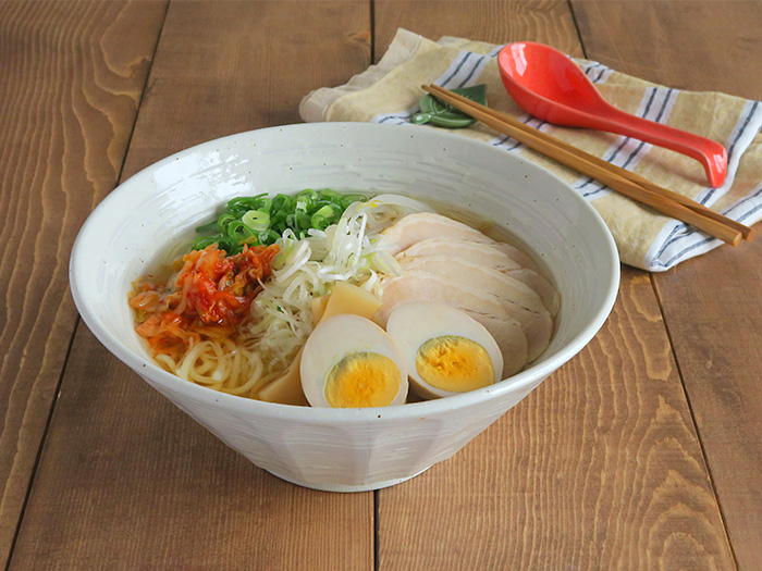 粉引　しのぎ刷毛目　6.8ラーメンどんぶり　（21.7cm）