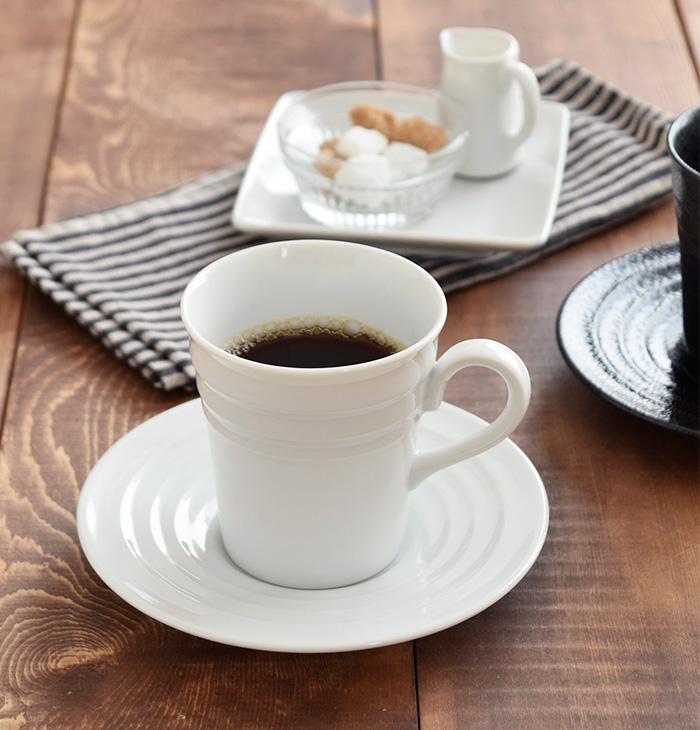 トール コーヒーカップ＆ソーサー ボーダー ホワイト