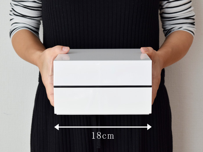 和モダンオードブル スクエア 2段重 18cm ホワイト 仕切り付き