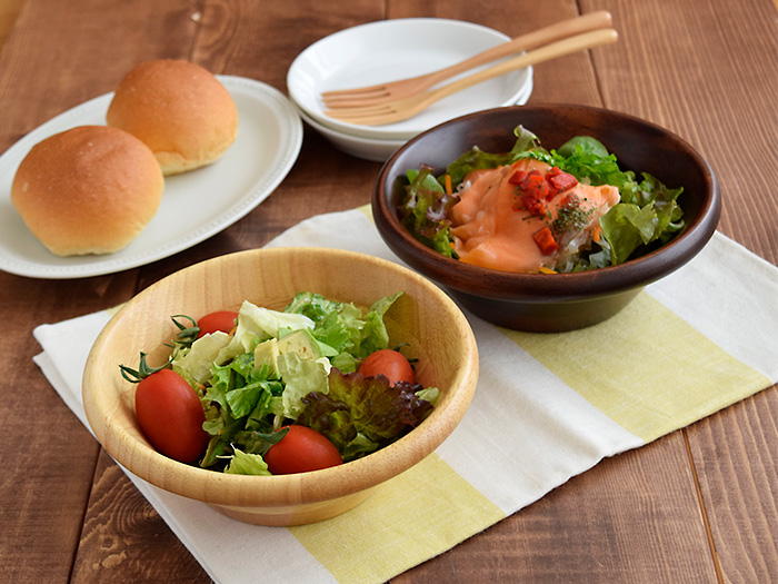 中鉢サイズの木製サラダボウル どんぶりや 子供食器 アウトドア食器使えるカフェ食器